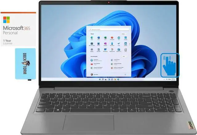 Main image of Lenovo Ideapad 3i Home & Business Laptop (Intel i3-1115G4 2-Core, 15.6" 60 Hz Touch Full HD (1920x1080), Intel UHD, 8GB RAM, Win 11 Home S-Mode) with Microsoft 365 Personal , Dockztorm Hub