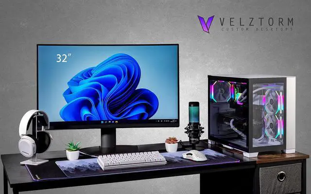 Alt view image 2 of 7 - Velztorm Mini Lux Gaming Desktop PC (AMD Ryzen 9 5950X, GeForce RTX 5070 Ti, 32GB DDR4, 2TB PCIe SSD, 240mm AIO, 750W PSU, WiFi 4, RJ-45, 1 Display Port, HDMI, Win 11 Pro)