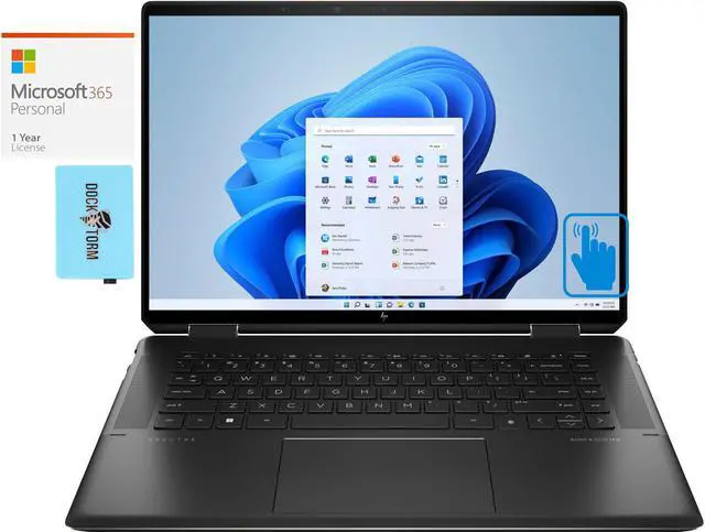 Main image of HP Spectre x360 Home & Business 2-in-1 Laptop (Intel i7-13700H 14-Core, 16.0" 60 Hz Touch 3072x1920, Intel Iris Xe, 16GB RAM, 1TB PCIe SSD, Win 11 Home) with Microsoft 365 Personal , Dockztorm Hub