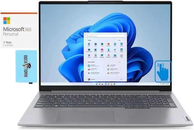 Main image of Lenovo ThinkBook 16 Gen 6 Home & Business Laptop (Intel i7-1355U 10-Core, 16.0" 60 Hz Touch Wide UXGA (1920x1200), Intel Iris Xe, Win 10 Pro) with Microsoft 365 Personal , Dockztorm Hub