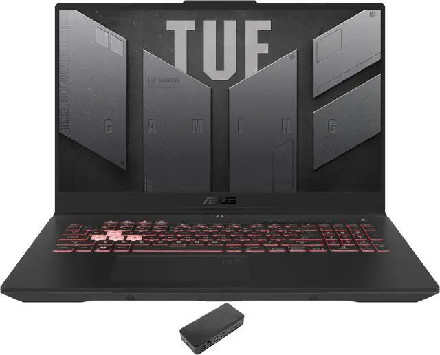Main image of ASUS TUF Gaming A15 Gaming Laptop (AMD Ryzen 9 7940HS 8-Core, 15.6" 144 Hz Full HD (1920x1080), GeForce RTX 4070, 64GB DDR5 4800MHz RAM, 2x2TB PCIe SSD RAID 0  (4TB), Win 11 Home) with USB-C Dock