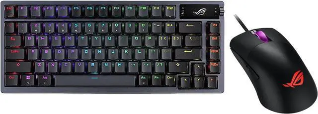 Alt view image 2 of 7 - ASUS ROG Azoth 75% TKL Bluetooth and RF Wireless Red Switch Mechanical Gaming Keyboard, Bundle with ROG Keris Mouse, Gasket-Mount, Three-Layer Dampening, Hot-Swappable Switches, Gunmetal Color