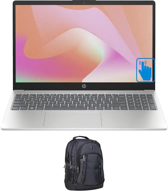Main image of HP 15z Home & Business Laptop (AMD Ryzen 5 7530U 6-Core, 15.6" 60 Hz Touch HD (1366x768), AMD Radeon, 16GB RAM, 512GB PCIe SSD, Backlit KB, Wifi, Webcam, Win 11 Pro) with Premium Backpack