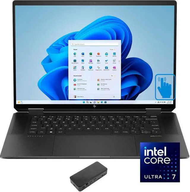 Main image of HP Spectre x360 Home & Business 2-in-1 Laptop (Intel Ultra 7-155H 16-Core, 16.0" 120 Hz Touch 2.8K (2880x1800), GeForce RTX 4050, 32GB LPDDR5X 7466MHz RAM, 1TB SSD, Win 11 Home) with USB-C Dock