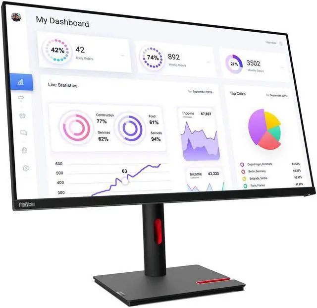 Alt view image 2 of 7 - Lenovo T22i-30 63B0MAT6US 21.5" Monitor, 60Hz Refresh Rate, 4 ms response time, Full HD (1920x1080) IPS, Anti-glare Screen, VESA Compatible- Ideal for Home & Business Use