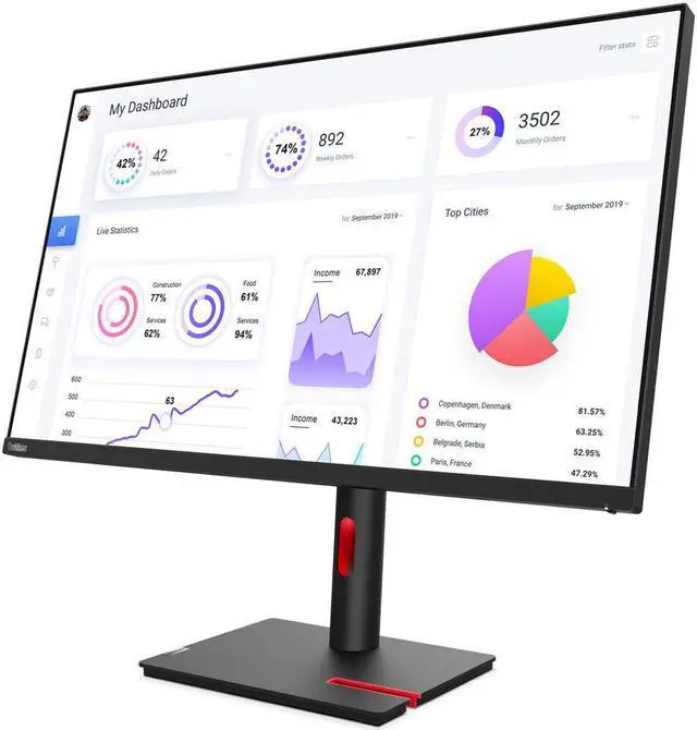 Alt view image 3 of 7 - Lenovo T22i-30 63B0MAT6US 21.5" Monitor, 60Hz Refresh Rate, 4 ms response time, Full HD (1920x1080) IPS, Anti-glare Screen, VESA Compatible- Ideal for Home & Business Use