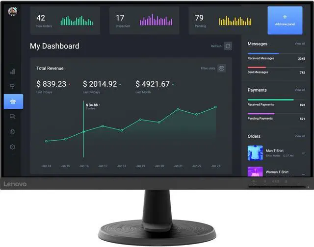 Main image of Lenovo D24-40 67A2KCC6US 24" Monitor: 75Hz Refresh Rate, 4 ms response time, Full HD (1920x1080) VA, Anti-glare Screen, VESA Compatible- Ideal for Home & Business Use