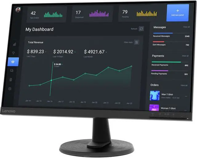Alt view image 3 of 7 - Lenovo D24-40 67A2KCC6US 24" Monitor: 75Hz Refresh Rate, 4 ms response time, Full HD (1920x1080) VA, Anti-glare Screen, VESA Compatible- Ideal for Home & Business Use