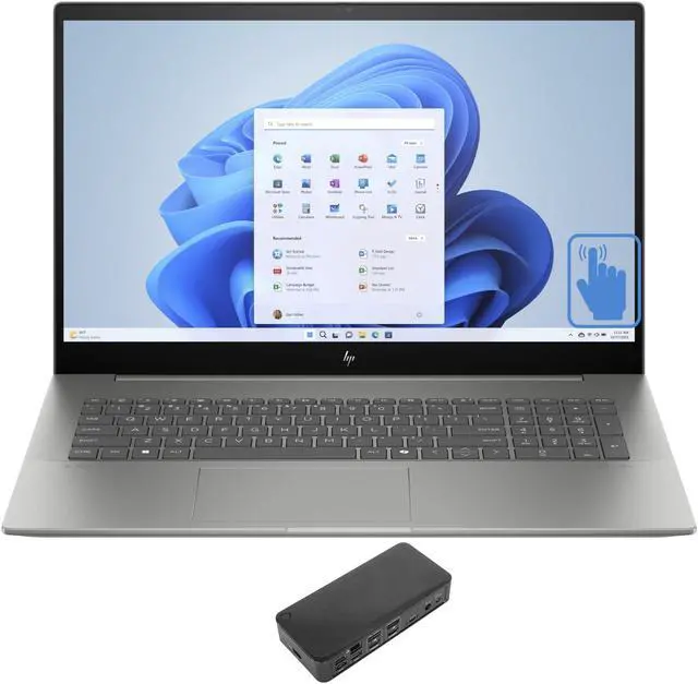Main image of HP 17t-cw100 Home & Entertainment Laptop (Intel Core Ultra 7 155U 12-Core, 17.3" 60 Hz Touch Full HD (1920x1080), GeForce RTX 3050, 16GB DDR5 5600MHz RAM, Win 11 Home) with USB-C Dock