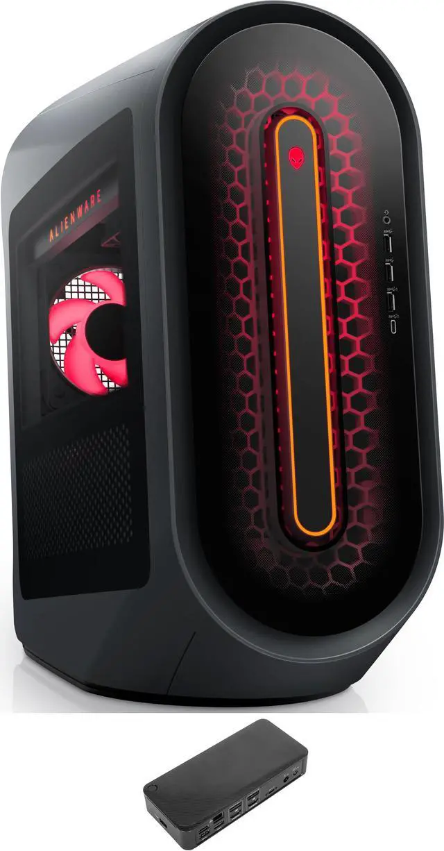 Main image of Alienware Aurora R15 Gaming Desktop PC (AMD Ryzen 7 7700X 8-Core, GeForce RTX 4070 Ti, 128GB DDR5 4800MHz RAM, 2TB PCIe SSD + 2TB HDD (3.5), Wifi, Bluetooth, Win 11 Home) with USB-C Dock