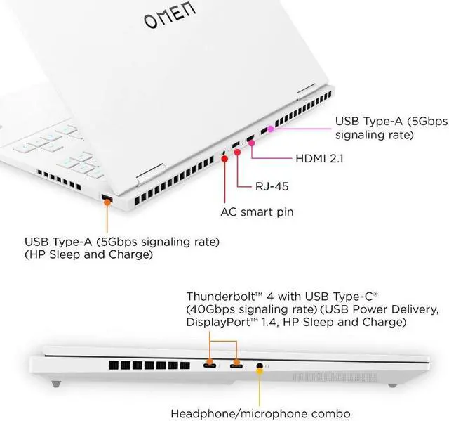 Alt view image 7 of 7 - HP OMEN Transcend Laptop (Intel i9-14900HX 24-Core, 64GB DDR5 5600MHz RAM, 1TB PCIe SSD, GeForce RTX 4070, 16.0" 240 Hz Wide QXGA (2560x1600), Wifi, Bluetooth, Backlit KB, Win 11 Pro) (Renewed)