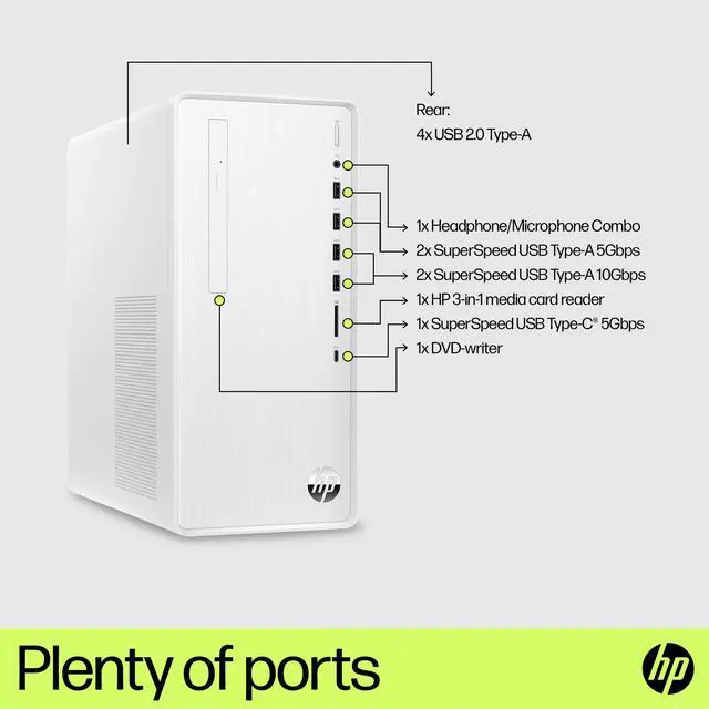 Alt view image 5 of 5 - HP TP01-3055xt Business Desktop (Intel i7-12700, 64GB DDR4, 512GB PCIe SSD + 2TB HDD, Intel UHD 770, DVD-R/W, 310W PSU, WiFi 6, Bluetooth 5.3, RJ-45, HDMI, Win 11 Pro) (Renewed)