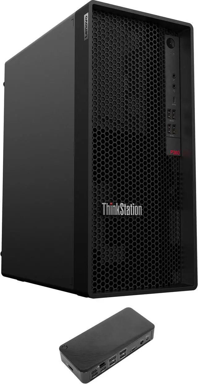 Main image of Lenovo P360 Workstation Desktop (Intel i7-12700 12-Core, Intel UHD 770, 8GB DDR5 4800MHz RAM, 512GB PCIe SSD, Wifi, Bluetooth, Win 10 Pro) with USB-C Dock