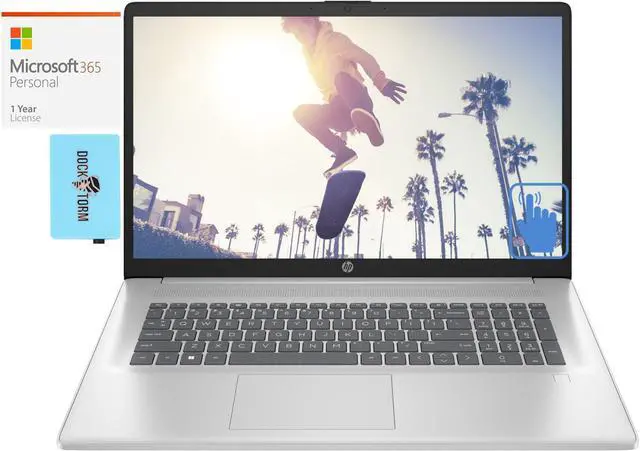 Main image of HP 17t-cn300 Home & Business Laptop (Intel i7-1355U 10-Core, 17.3" 60 Hz Touch HD+ (1600x900), Intel Iris Xe, 16GB RAM, 1TB SSD, Win 11 Home Plus) with Microsoft 365 Personal , Dockztorm Hub