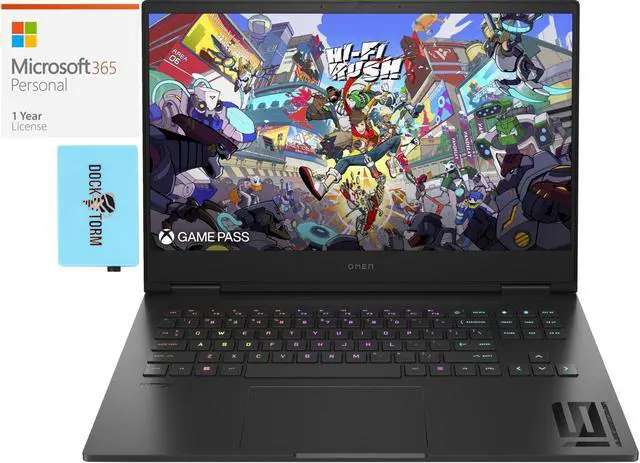 Main image of HP Omen 16t-wf100 Gaming & Entertainment Laptop (Intel i9-14900HX 24-Core, 16.1" 165 Hz Full HD (1920x1080), GeForce RTX 4070, Win 11 Home) with Microsoft 365 Personal , Dockztorm Hub