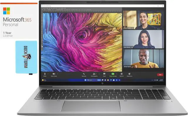 Main image of HP ZBook Firefly Z11 Workstation Laptop (Intel Core Ultra 7 155U 12-Core, 16.0" 60 Hz Wide UXGA (1920x1200), Integrated GPU, Win 10 Pro) with Microsoft 365 Personal , Dockztorm Hub