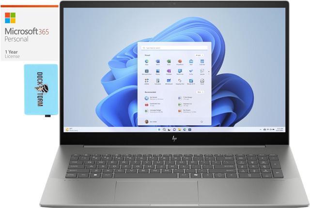 Main image of HP Envy 17t-cw100 Home & Business Laptop (Intel Ultra 7-155H 16-Core, 17.3" 60 Hz 4K Ultra HD (3840x2160), Intel Arc, 64GB DDR5 5600MHz RAM, Win 11 Pro) with Microsoft 365 Personal , Dockztorm Hub