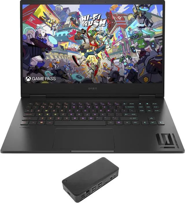 Main image of HP Omen 16t-wf100 Gaming & Entertainment Laptop (Intel i9-14900HX 24-Core, 16.1" 165 Hz Full HD (1920x1080), GeForce RTX 4070, 32GB DDR5 5600MHz RAM, 2TB PCIe SSD, Win 10 Pro) with USB-C Dock