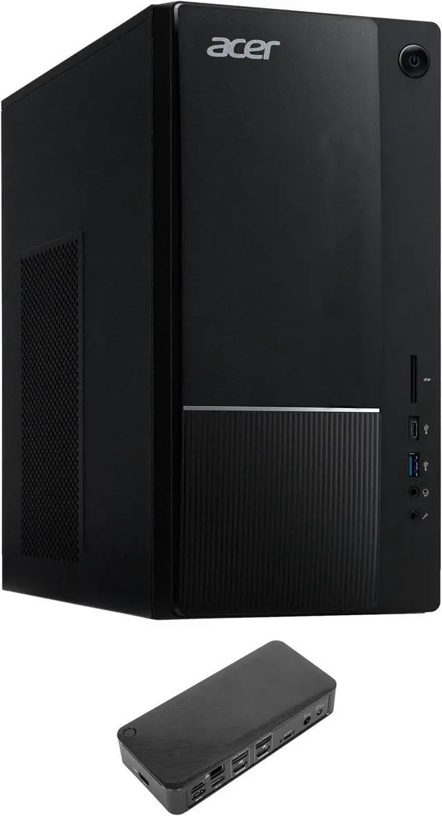 Main image of Acer Aspire Home & Business Desktop (Intel i5-14400 10-Core, Intel UHD 730, 8GB DDR5 4800MHz RAM, 128GB PCIe SSD + 1TB HDD (3.5), Wifi, Bluetooth, Win 10 Pro) with USB-C Dock
