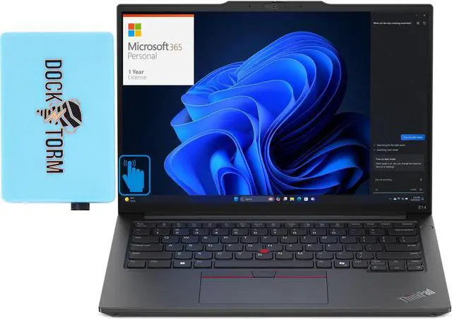 Main image of Lenovo ThinkPad E14 Gen 6 School & Business Laptop (Intel Core Ultra 7 155U 12-Core, 14.0" 60 Hz Touch Wide UXGA (1920x1200), Win 11 Pro) with Microsoft 365 Personal , Dockztorm Hub