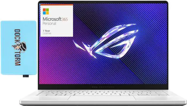 Main image of ASUS ROG Zephyrus G14 Gaming Laptop (AMD Ryzen 9 8945HS 8-Core, 14.0" 120 Hz 2.8K (2880x1800), GeForce RTX 4070, 32GB LPDDR5X 6400MHz RAM, Win 11 Home) with Microsoft 365 Personal , Dockztorm Hub