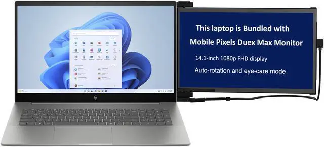 Main image of HP ENVY 17t-cw100 Laptop (Intel Ultra 5-125H  14-Core, 64GB DDR5 5600MHz RAM, 512GB PCIe SSD, Intel Arc, 17.3" 60 Hz Touch Full HD (1920x1080), Wifi, Bluetooth, Win 11 Pro) with Duex Max DS Monitor