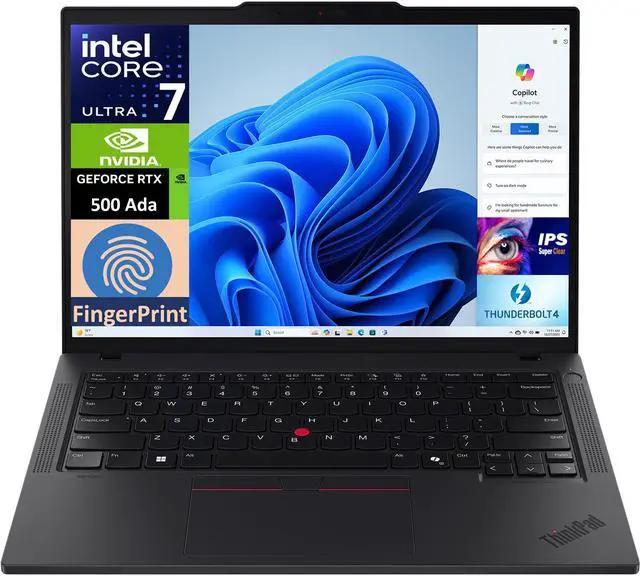 Main image of Lenovo ThinkPad P14s Gen 5 Workstation Laptop 14.5 IPS 3K Display (Intel Ultra 7-155H, 64GB DDR5, 1TB PCIe SSD, RTX 500 Ada, Backlit KB, Fingerprint, 2 Thunderbolt 4, WiFi 6E, Webcam, Win 11 Pro)