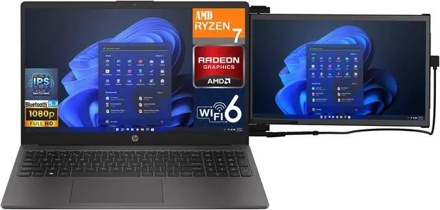 Alt view image 3 of 7 - HP 255 G10 Business Laptop 15.6" IPS FHD Display (AMD Ryzen 7 7730U, 16GB DDR4, 512GB SSD, WiFi 6, HD Webcam, Bluetooth 5.3, Win 11 Pro) w/Duex Max DS Monitor