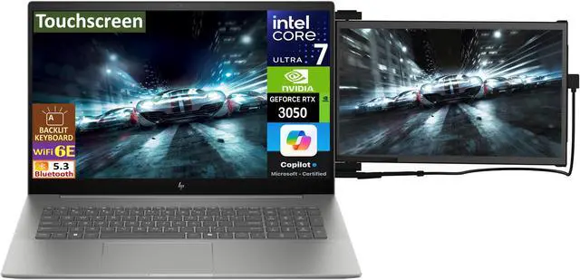 Alt view image 3 of 7 - HP ENVY Business Laptop 17.3" Touchscreen IPS FHD Display (Intel Core Ultra 7 155U, 32GB DDR5, 512GB PCIe SSD, GeForce RTX 3050, Backlit KB, 2 Thunderbolt 4, Win 11 Home) w/Duex Max DS Monitor