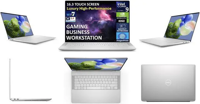 Alt view image 2 of 7 - Dell XPS 16 Business Laptop 16.3" Touchscreen OLED 4K Display (Intel Ultra 9-185H, 32GB LPDDR5X, 1TB SSD, GeForce RTX 4060, Backlit KB, Fingerprint, 2 Thunderbolt 4, WiFi 7, Win 11 Home) (Renewed)