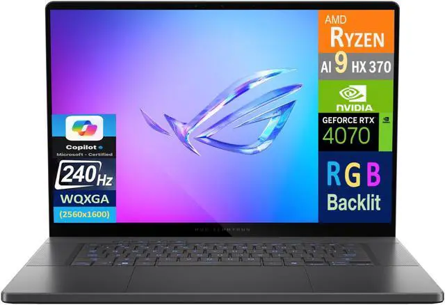 Main image of ASUS ROG Zephyrus G16 Gaming Laptop 16.0" 240Hz OLED WQXGA Display (AMD Ryzen AI 9 HX 370, GeForce RTX 4070 8GB, 32GB LPDDR5X, 2x2TB PCIe SSD (4TB), RGB KB, WiFi 7, Webcam, Bluetooth 5.4, Win 11 Pro)