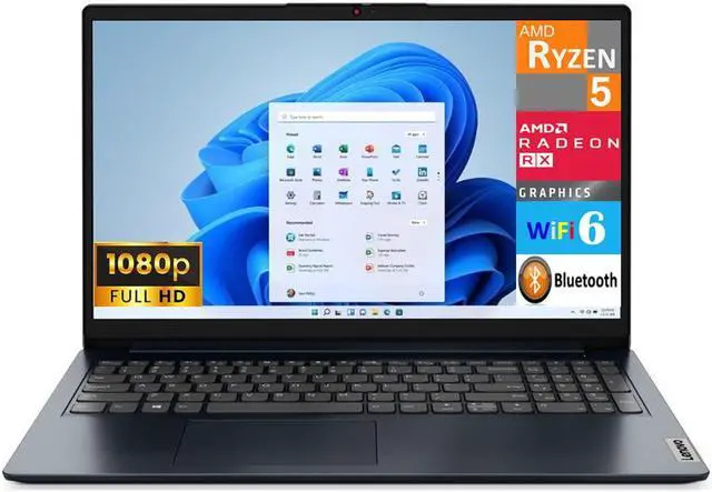 Main image of Lenovo IdeaPad 1 Laptop 15.6" FHD Display (AMD Ryzen 5 7520U, 16GB LPDDR5, 512GB PCIe SSD, AMD Radeon, WiFi 6, Webcam, Bluetooth 5.1, Win 11 Pro)