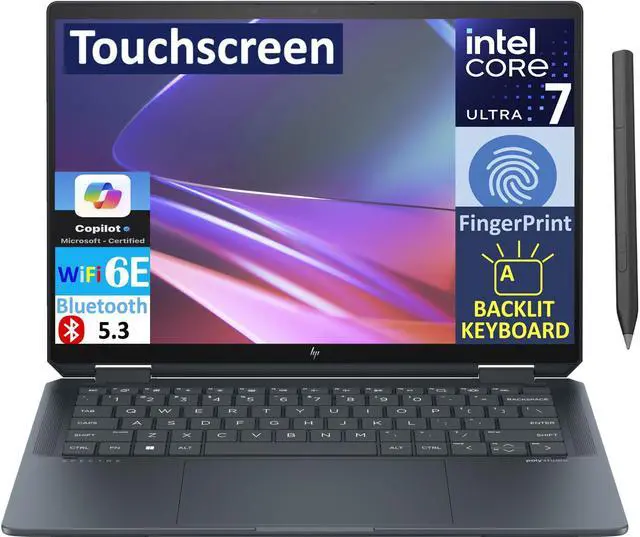 Main image of HP Spectre x360 AI Powered 2-in-1 Laptop 14.0" Touchscreen OLED 2.8K Display (Intel Ultra 7-155H, 32GB LPDDR5X, 4TB PCIe SSD, Active Pen, Backlit KB, Fingerprint, 2 Thunderbolt 4, Win 11 Home)