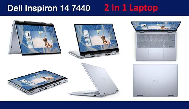 Alt view image 2 of 7 - Dell Inspiron 14 7440 Business 2-in-1 Laptop 14.0" Touchscreen WUXGA Display (Intel Core 7 150U, 16GB DDR5, 1TB SSD, Backlit KB, Fingerprint, WiFi 6E, Webcam, Bluetooth 5.3, Win 11 Home) (Renewed)
