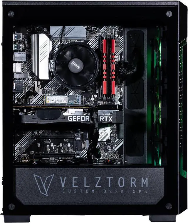 Alt view image 3 of 7 - Velztorm Fultix Custom Built Gaming Desktop PC (AMD Ryzen 5-5500, GeForce RTX 5070, 32GB DDR4, 512GB PCIe SSD + 2TB HDD, 750W PSU, WiFi 4, Bluetooth 4.2, RJ-45, HDMI, Win 10 Home)