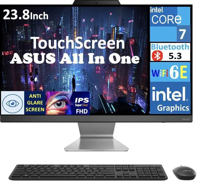 Main image of ASUS A3402 Business All-in-One 23.8" Touchscreen LCD FHD Display (Intel Core 7 150U, 16GB DDR5, 1TB PCIe SSD, Intel Graphics, WiFi 6E, Webcam, Bluetooth 5.3, Win 11 Pro) (Renewed)