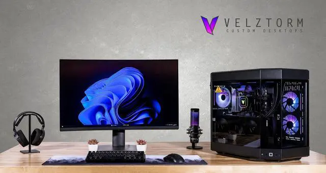 Alt view image 2 of 6 - Velztorm Black Praetix 3D Gaming Desktop PC (AMD Ryzen 7 9800X3D, GeForce RTX 5070 Ti, 32GB DDR5, 2TB PCIe SSD, RGB Fans, 360mm AIO, 1000W PSU, WiFi 7, Bluetooth 5.4, RJ-45, HDMI, Win 11 Pro)