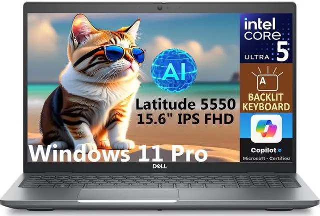 Main image of Dell Latitude 5500 AI Powered Laptop 15.6" IPS FHD Display (Intel Ultra 5-125U, 16GB DDR5, 256GB SSD, Intel Graphics, Backlit KB, 2 Thunderbolt 4, WiFi 6E, FHD Webcam, Win 11 Pro) (Renewed)