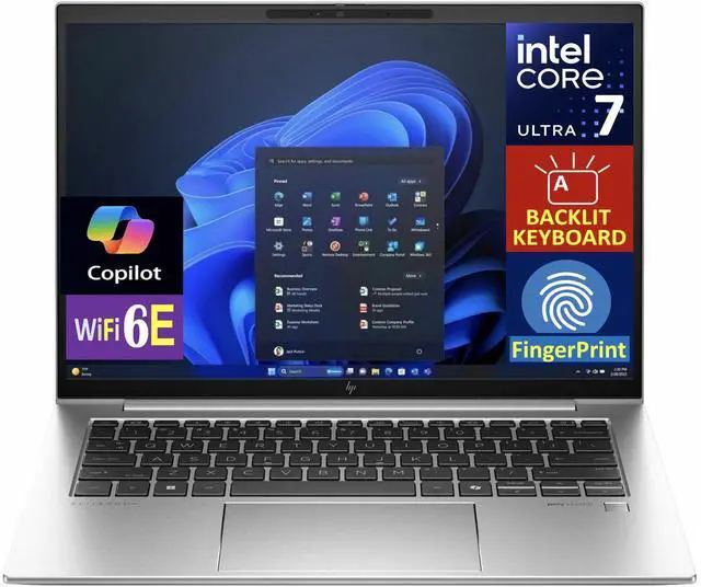 Main image of HP EliteBook 840 G11  Laptop 14.0" WUXGA Display (Intel Ultra 7 165U , 64GB DDR5, 2TB PCIe SSD, Intel Graphics, Backlit KB, Fingerprint, 2 Thunderbolt 4, WiFi 6E, Webcam, Bluetooth 5.3, Win 11 Home)