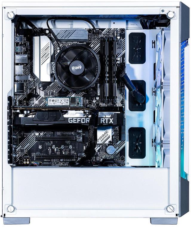 Alt view image 3 of 7 - Velztorm White Fultix Custom Built Gaming Desktop PC (AMD Ryzen 5-5500, GeForce RTX 5060, 32GB DDR4, 1TB PCIe SSD + 1TB HDD, RGB Fans, 750W PSU, WiFi 5, Bluetooth 4.2, RJ-45, HDMI, Win 11 Home)