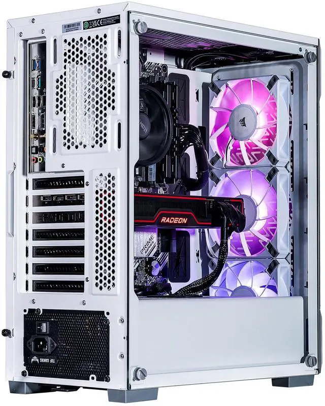 Alt view image 4 of 7 - Velztorm White Fultix Custom Built Gaming Desktop PC (AMD Ryzen 5-5500, AMD Radeon RX 9060 XT, 32GB DDR4, 2TB PCIe SSD, RGB Fans, 750W PSU, WiFi 5, Bluetooth 4.2, RJ-45, HDMI, Win 11 Pro)