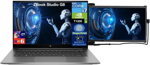 Alt view image 3 of 7 - HP ZBook Studio G8 Workstation Workstation 15.6" 60Hz IPS FHD Display (Intel i7-11850H, NVIDIA T1200 4GB, 32GB DDR4, 512GB SSD, Backlit KB, Fingerprint, Win 10 Pro) w/Duex Max DS Monitor