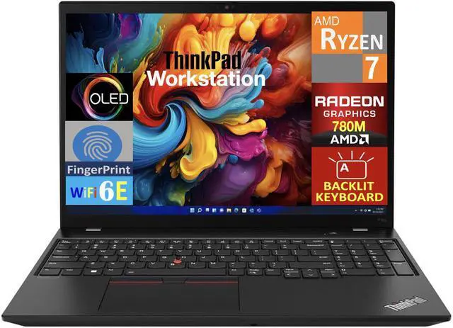 Main image of Lenovo ThinkPad P16s Gen 2 Workstation Laptop 16.0" OLED 4K Display (AMD Ryzen 7 PRO 7840U, 32GB LPDDR5X, 2TB PCIe SSD, AMD Radeon 780M, Backlit KB, Fingerprint, WiFi 6E, Webcam, Win 11 Pro)