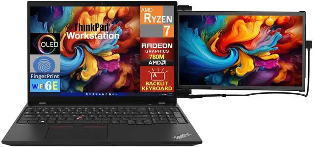 Alt view image 3 of 7 - Lenovo ThinkPad P16s Gen 2 Workstation Laptop 16.0" OLED 4K Display (AMD Ryzen 7 PRO 7840U, 32GB LPDDR5X, 4TB PCIe SSD, AMD Radeon 780M, Backlit KB, Fingerprint, Win 11 Pro) w/Duex Max DS Monitor