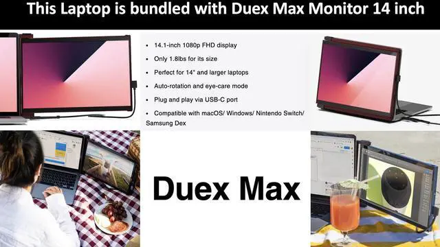 Alt view image 2 of 7 - Lenovo V15 Laptop 15.6" FHD Display (AMD Ryzen 7 7730U, 16GB DDR4, 8TB PCIe SSD, AMD Radeon, WiFi 6, Webcam, Bluetooth 5.2, Win 11 Pro) w/Duex Max DS Monitor