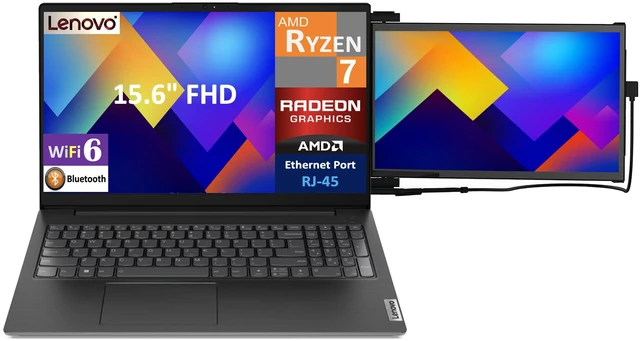 Alt view image 3 of 7 - Lenovo V15 Laptop 15.6" FHD Display (AMD Ryzen 7 7730U, 16GB DDR4, 8TB PCIe SSD, AMD Radeon, WiFi 6, Webcam, Bluetooth 5.2, Win 11 Pro) w/Duex Max DS Monitor