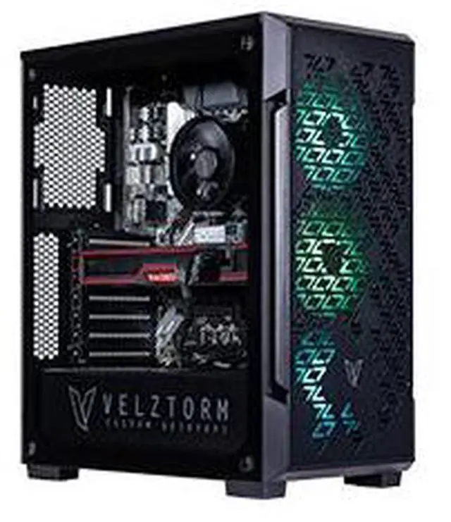 Main image of Velztorm Fultix Custom Built Gaming Desktop PC (AMD Ryzen 5-5500, Radeon RX 9070 XT, 32GB DDR4, 512GB PCIe SSD + 2TB HDD, 750W PSU, WiFi 4, Bluetooth 4.2, RJ-45, HDMI, Win 10 Home)