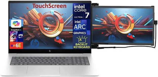 Alt view image 3 of 7 - HP Envy 17 Business Laptop 17.3" Touchscreen IPS FHD Display (Intel Ultra 7-155H, 16GB DDR5, 2TB PCIe SSD, Intel Arc, Backlit KB, Thunderbolt 4, WiFi 6E, Webcam, Win 11 Home) w/Duex Max DS Monitor