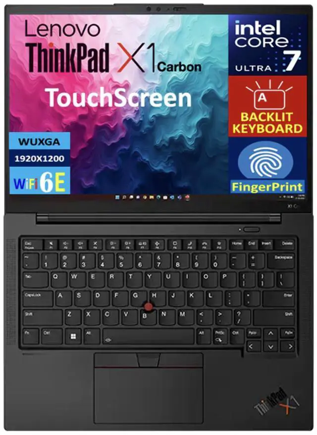 Alt view image 3 of 7 - Lenovo ThinkPad X1 Carbon AI Business Laptop 14.0" Touchscreen WUXGA Display (Intel Core Ultra 7 155U, 32GB LPDDR5X, 1TB SSD, Intel Graphics, Backlit KB, Fingerprint, 2 Thunderbolt 4, No OS) (Renewed)