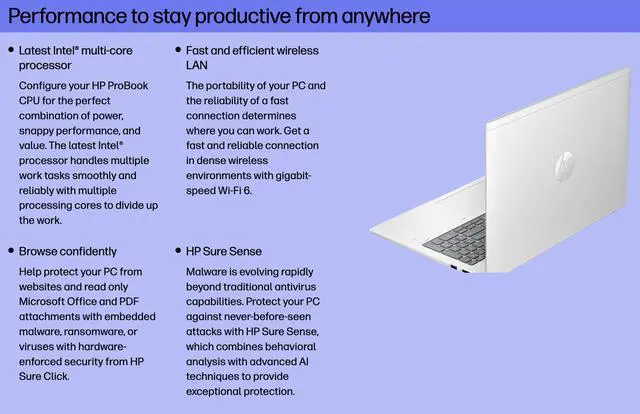 Alt view image 7 of 7 - HP Probook 460 AI Business Laptop 16.0" IPS WUXGA Display (Intel Core Ultra 7 155U, 8GB DDR5, 1TB PCIe SSD, Intel Graphics, Backlit KB, Fingerprint, WiFi 6E, Webcam, Bluetooth 5.3, Win 11 Home)